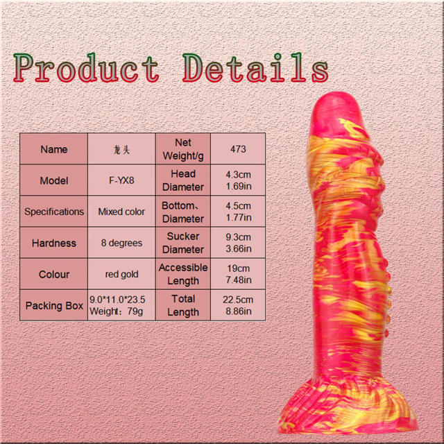 8.86 Inch Huge Shaped Dragon Head Suction Silicone Dildo