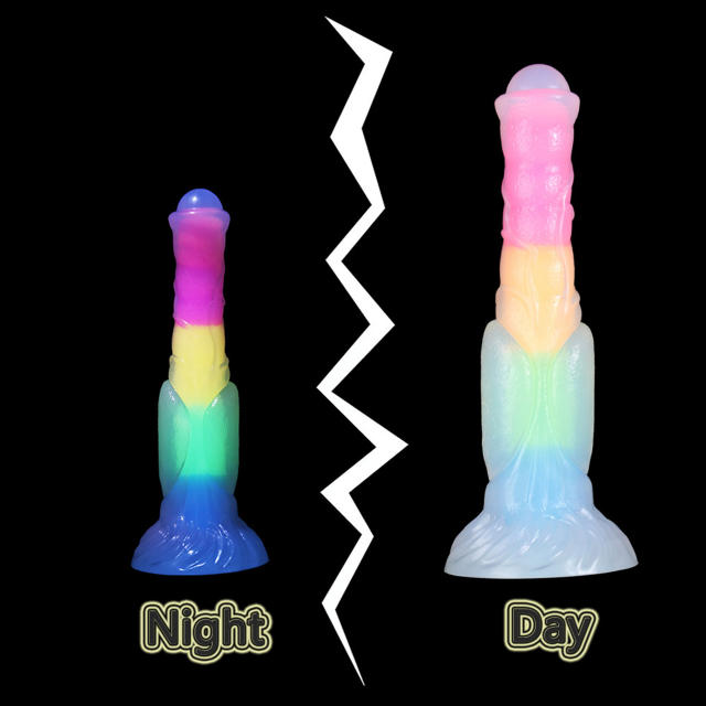 Rainbow Night Glow Double Layer Soft Silicone Dildo