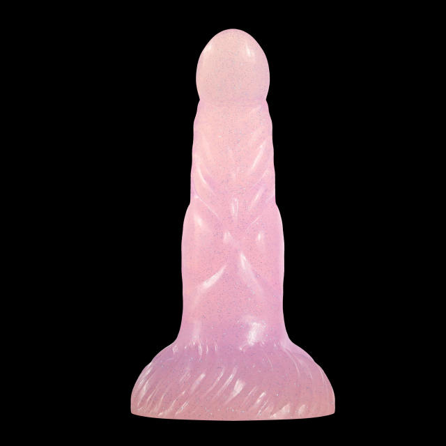 7.87 Inch Translucent Pink Glitter Silicone Big Dildo