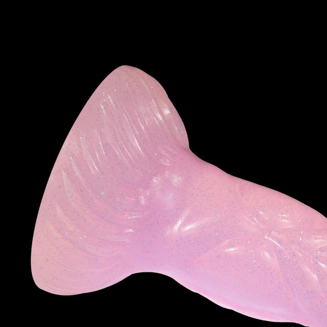 7.87 Inch Translucent Pink Glitter Silicone Big Dildo