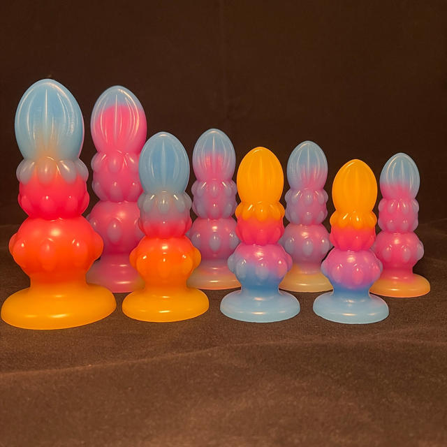 3.74 To 5.63 Inch Fluorescent Mixed Color Shaped Anal Plug Dildos