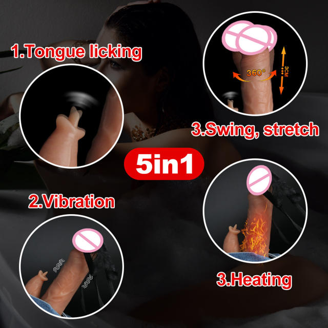 Small Tongue Licking Retractable Swinging Vibrating Dildo