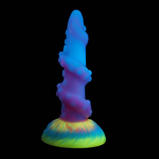 8.46 Inch Mixed Color Silicone Shaped Soft Glow In The Dark Dildo