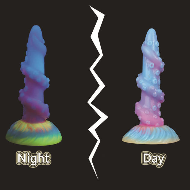 8.46 Inch Mixed Color Silicone Shaped Soft Glow In The Dark Dildo