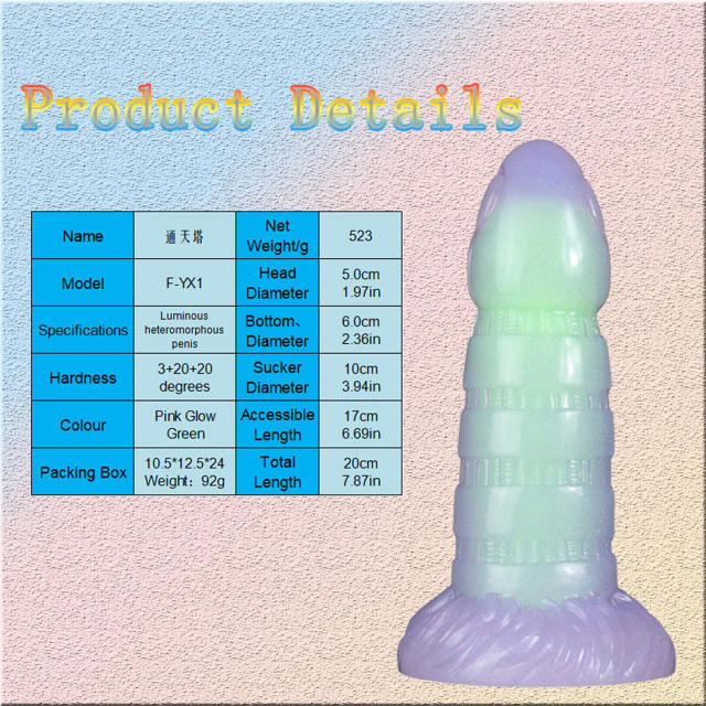 7.87 Inch Translucent Pink Glow In The Dark Dildos