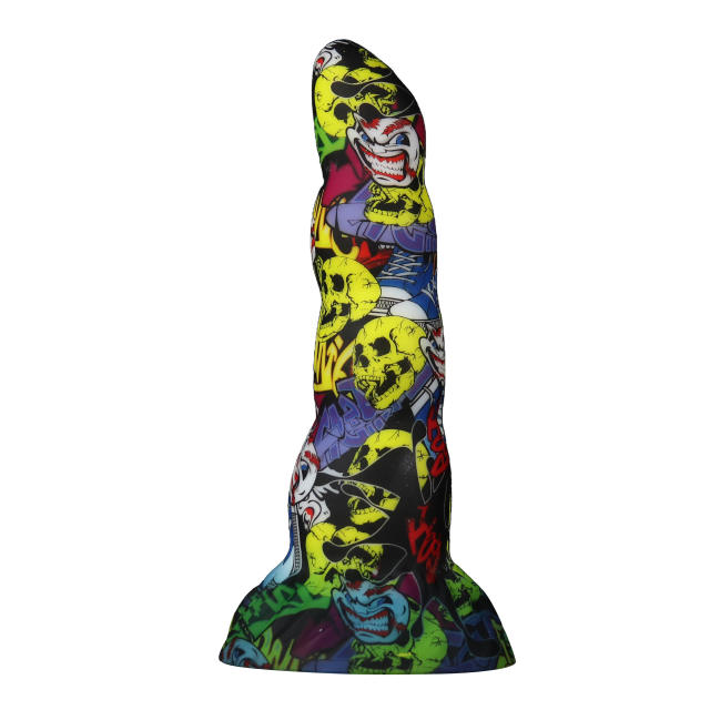 8.07 Inches Soft Silicone Colorful Patterned Shaped Dildo