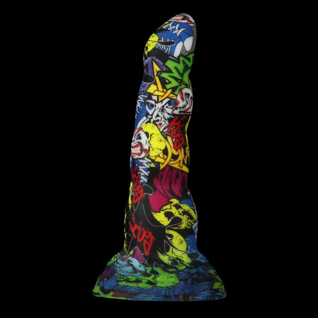 8.07 Inches Soft Silicone Colorful Patterned Shaped Dildo