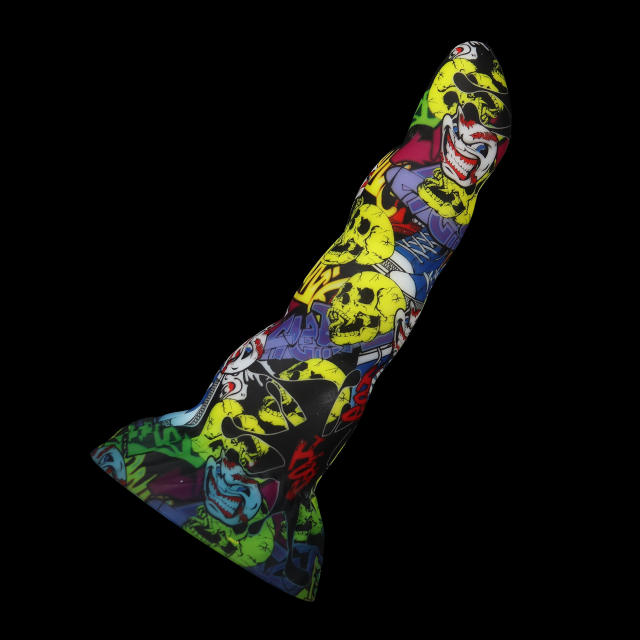 8.07 Inches Soft Silicone Colorful Patterned Shaped Dildo