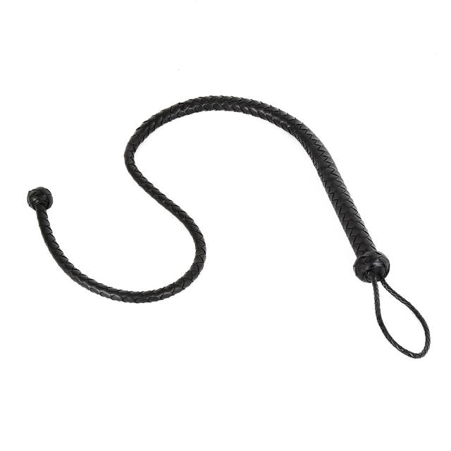 SM Long Whip Round Head Braided Leather Whip