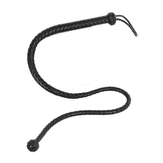 SM Long Whip Round Head Braided Leather Whip