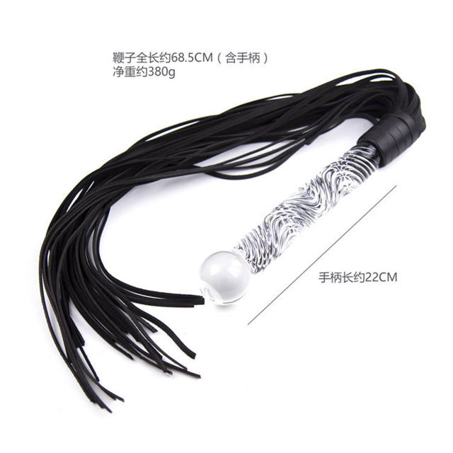 Crystal Glass Dildo Real Cowhide Loose Whip