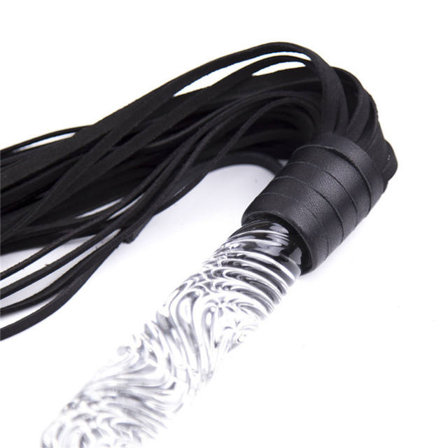 Crystal Glass Dildo Real Cowhide Loose Whip