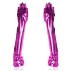 Purple patent leather finger gloves