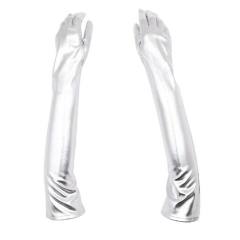 silver patent leather finger gloves