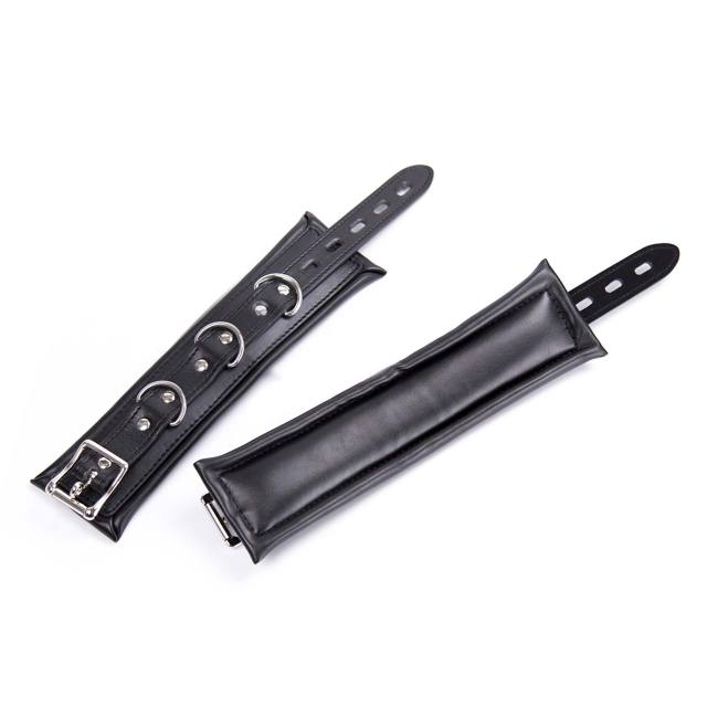 SM Bondage Leather Sponge Lock Restraint Handcuffs