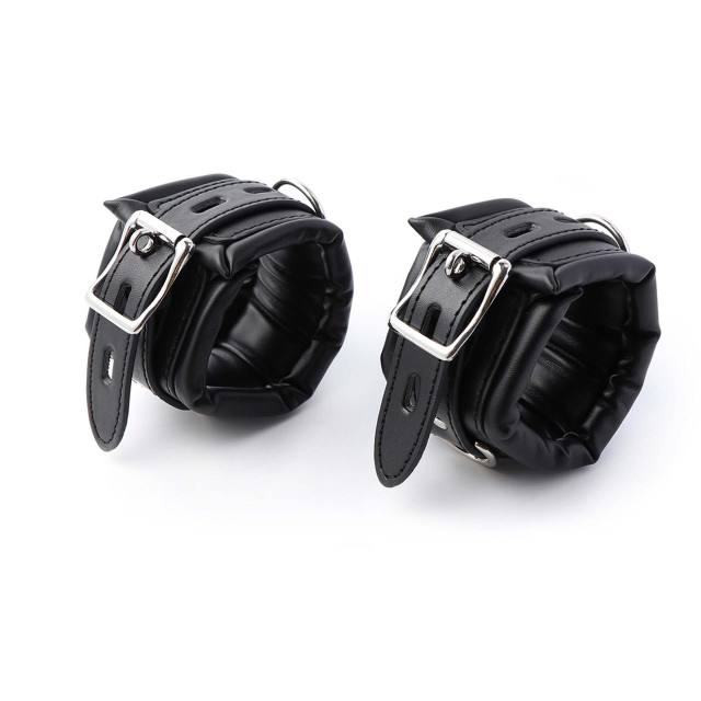 SM Bondage Leather Sponge Lock Restraint Handcuffs