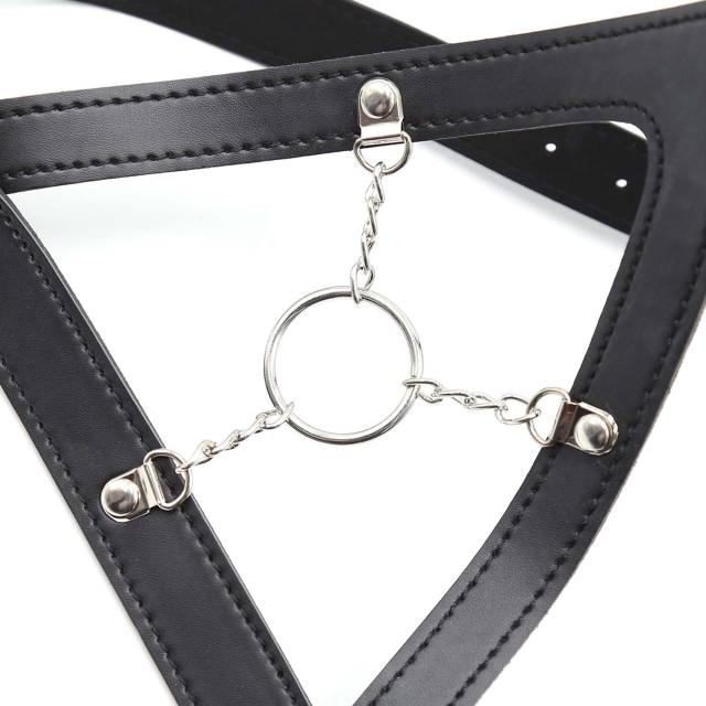 SM Wearing Leather Chain Chastity Pants
