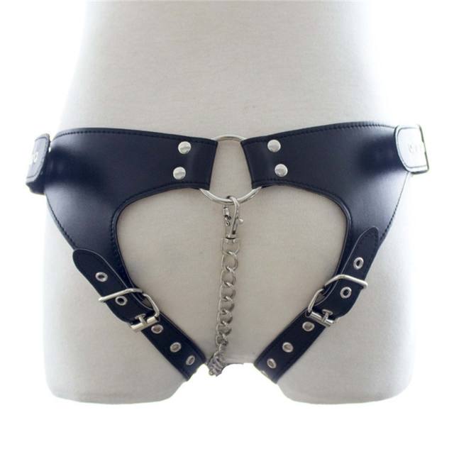 SM Bondage Leather Open Chastity Pants