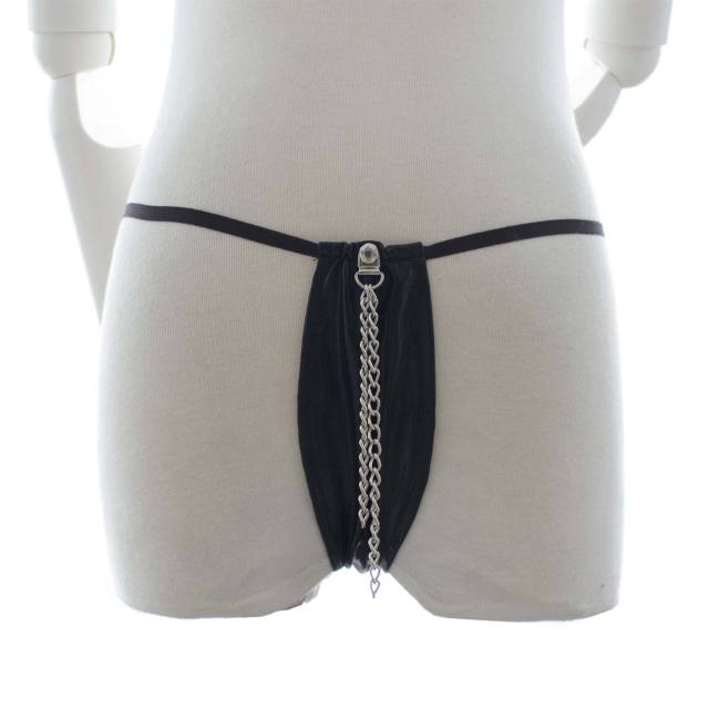 Black SM Open Panties Thong Chastity Pants