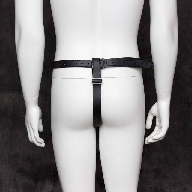 SM Leather PU Male Chastity Pants