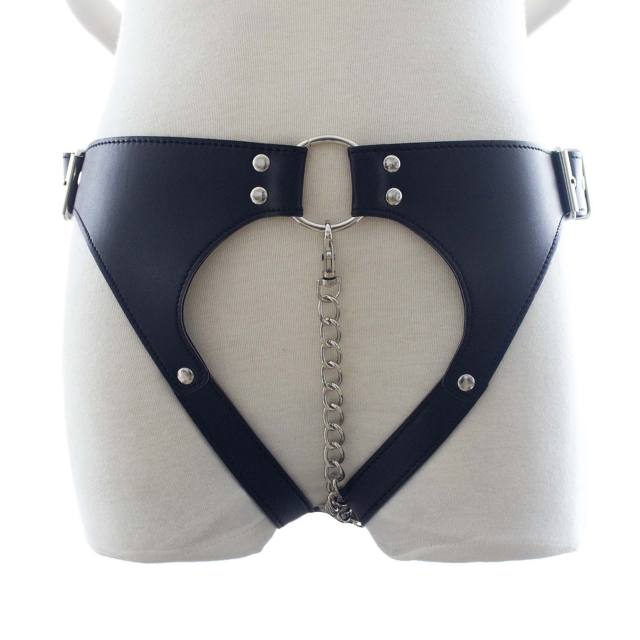 SM Leather Chain Flirting Chastity Pants