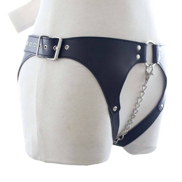 SM Leather Chain Flirting Chastity Pants